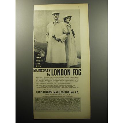 1957 London Fog Maincoats Ad - The main coat you need