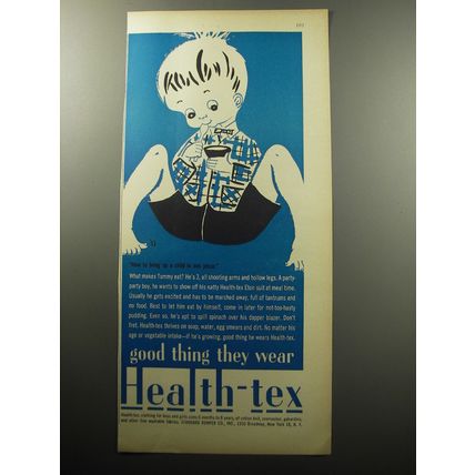 1957 Health-Tex Fashion Ad - How to bring up a child in one piece
