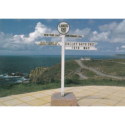 Lands End Cornwall Postcard posted 1997 creased