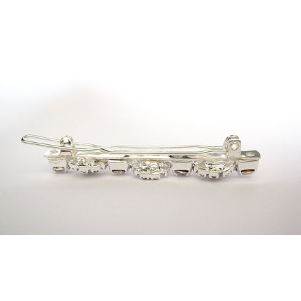 Silver metal slim round crystal hair pin clip barrette for fine thin hair