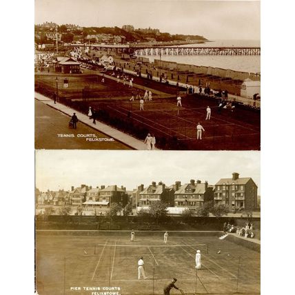Tennis Courts Felixstowe Suffolk 2x Old Real Photo Postcard s