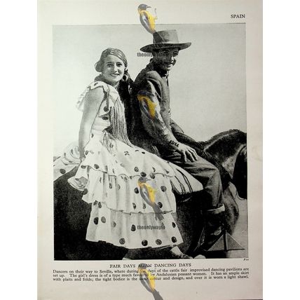 Dancers Riding to Seville, Spain (Flamenco On Back), Book Illustration
