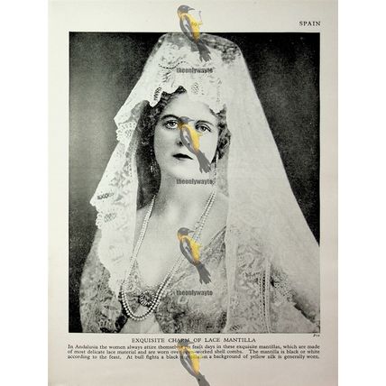 Lace Mantilla, Spain (Holy Week Seville & Basque Dress, Back), Book Illustration