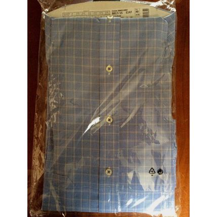 Eterna Mens Blue Check Patterned Comfort Fit Shirt Size 40 15 3/4 RRP £59.99