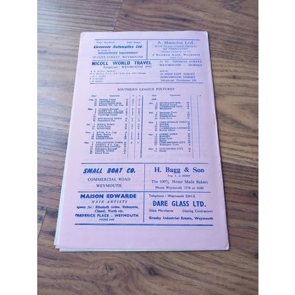 1967/68 Weymouth vs Orient - FA Cup 1st Round - 9/12/67 * FREE P&P *