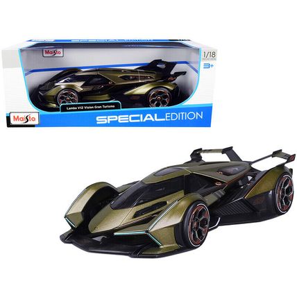 Lamborghini V12 Vision Gran Turismo Matt Green Metallic 1/18 Diecast Model Ca...
