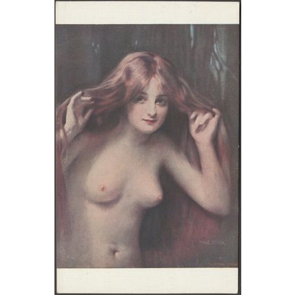 Tadé Styka - Nymphe aux Écoutes, c.1910s - Lapina Salon de Paris CPA