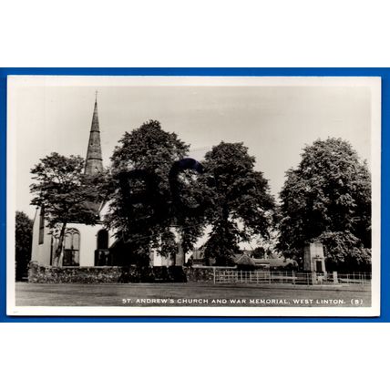 Postcard St Andrews Church & War Memorial West Linton Peeblesshire Borders