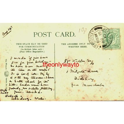 Aberdovey, The Rocks, Wales, Wrench Postcard, 1910