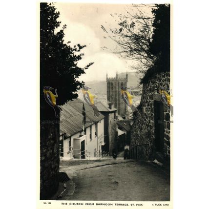 Church From Barnoon Terrace, St Ives, Pristine SI 133 RP Tuck Postcard