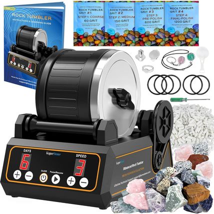 Rock Tumbler Kit, K1 Professional Large 2.5LB Capacity Edition - Memory Function