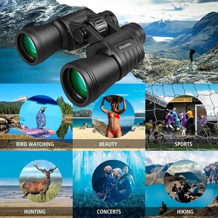 Unclehu 20X50 High Power Binoculars for Adults with Low Light Night Vision, Comp