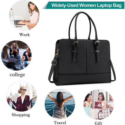 Laptop Bag for Women Leather Work Tote 15.6 Inch Laptop for Computer Bag Waterpr