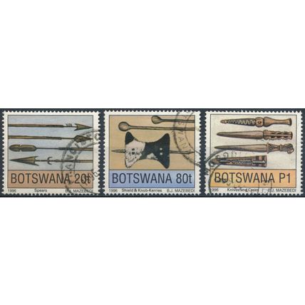 Traditional Weapons: 3 Values - Botswana 1996 - FH - SG 820 & 822/3