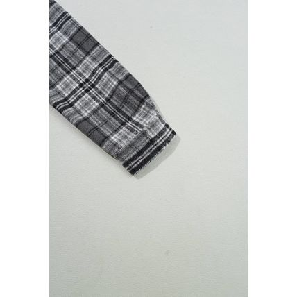 Black Plaid Print Flap Pockets Contrast Hooded Loose Shacket