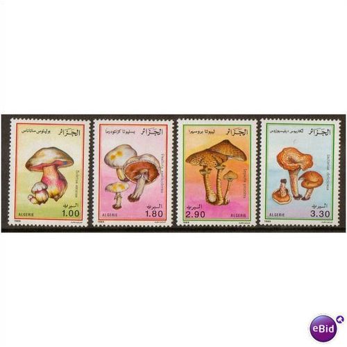 ALGERIA ALGERIE 1989 FUNGI SET OF 4 MINT NEVER HINGED MNH MUSHROOMS