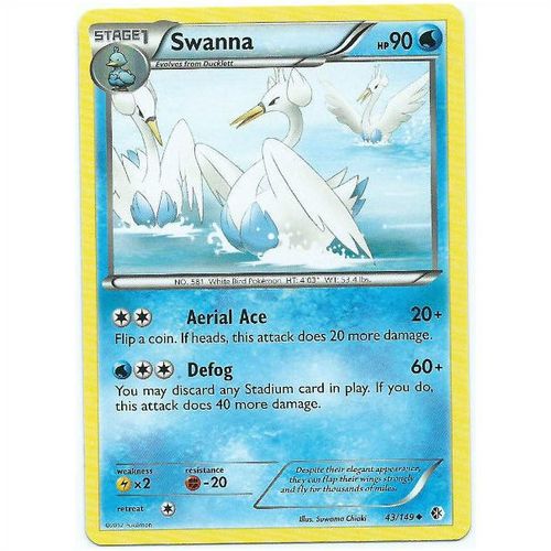 Pokemon Black & White Boundaries Crossed - #43/149 - Swanna