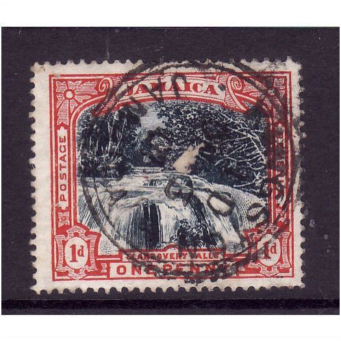 JAMAICA 1900 1d LLANDOVER FALLS SLATE BLACK AND RED SG 32 FINE USED #3