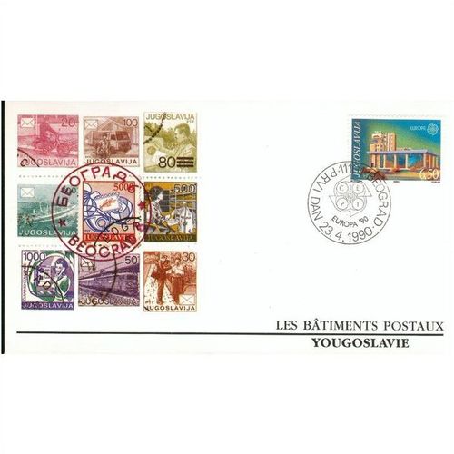 Yugoslavia FDC 1990 - SG 2616-2617 - Europa Post Office Buildings x 2 covers