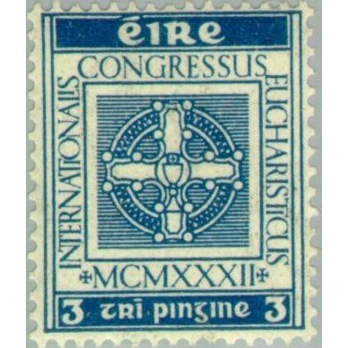 Eire Ireland 1932 3d Blue Mounted Mint MM SG 95 Sc 86 stamp Eucharistic Congress