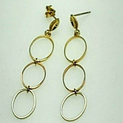 Multi Tone Real 14K Gold Oval Drop Dangle Pushback Butterfly Stud Earrings