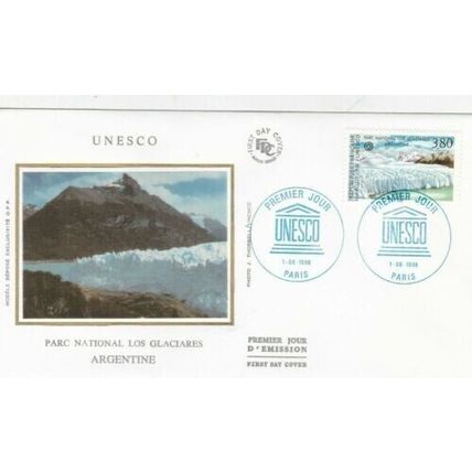 France UNESCO 1996 Parc Los Glaciares Argentine Silk FDC Unaddressed VGC