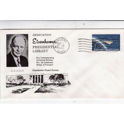 United States 1962 Eisenhower Presidential Library FDC Abilene Cancel VGC