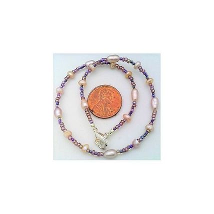 Lavender Freshwater Pearl Beaded Anklet Bracelet