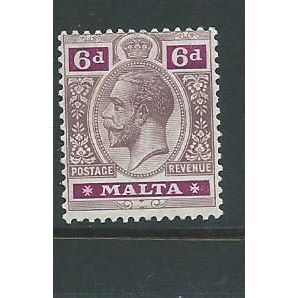 malta stamps george v sg80a sg 80a hm multiple crown ca wmk (1) magneta
