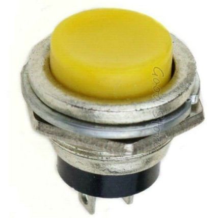16mm Yellow Metal Round Momentary Push Button Switch 240V 3A SPST