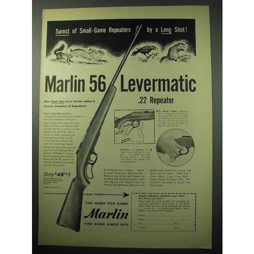 1956 Marlin 56 Levermatic .22 Repeater Rifle Ad