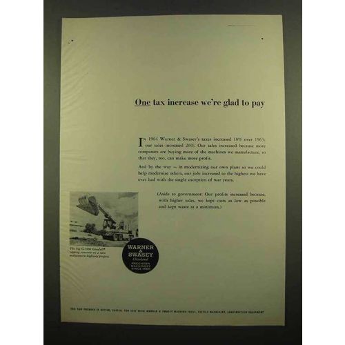 1965 Warner & Swasey G-1000 Gradall Ad - Tax Increase