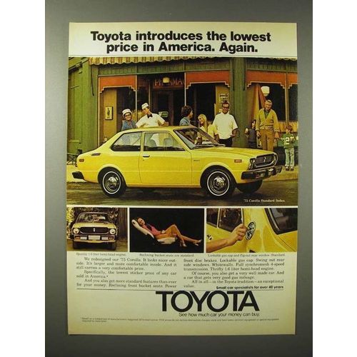 1975 Toyota Corolla Standard Sedan Car Ad - Lowest in America