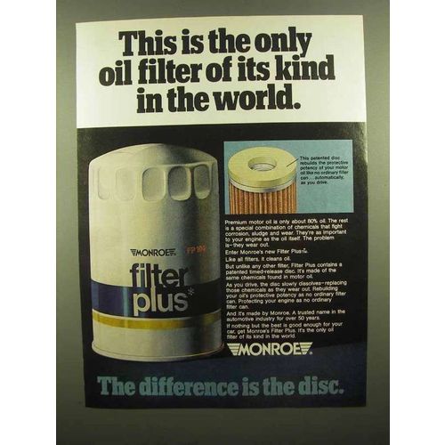 1976 Monroe Filter Plus Oil Filter Ad