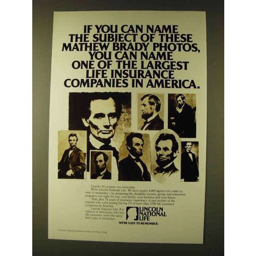 1979 Lincoln National Life Ad - Mathew Brady Photos