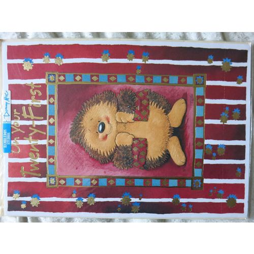 Card On Your 21st Birthday Hedgehog Large A4 Portrait