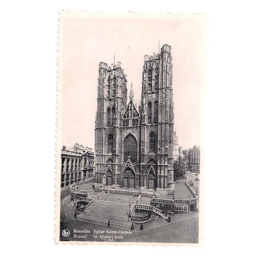 church of ST. GUDULA CATHEDRAL BRUXELLES, BRUSSELS unused vintage postcard (a) #