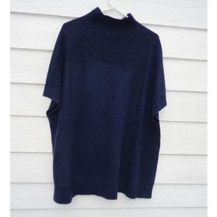Womens Isaac Mizrahi Live Navy Blue Cashmere Sweater Poncho Medium Large