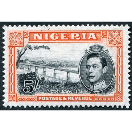 Nigeria 1942 5s black & orange Perf 13½ SG 59a unused