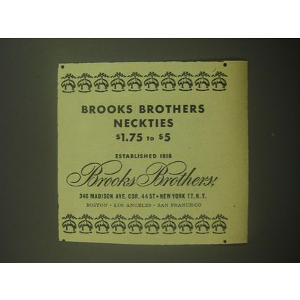 1945 Brooks Brothers Clothing Ad - Brooks Brothers Neckties $1.75 to $5