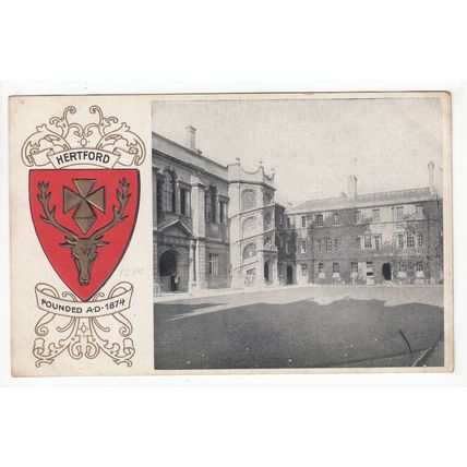 Hertford College with Heraldic Crest Oxford Postcard