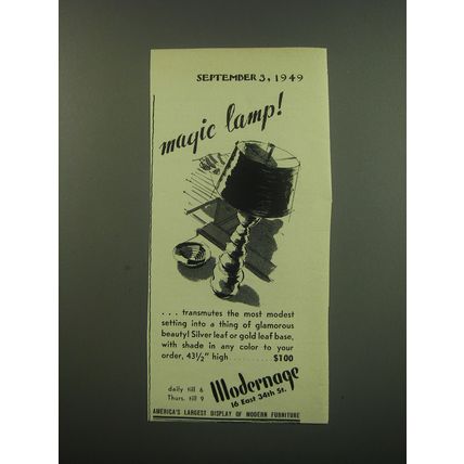 1949 Modernage Lamps Advertisement - Magic Lamp
