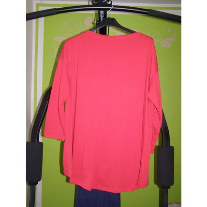 Red woman top size 20 rhinestones pullover blouse long sleeve 95% Cotton. 272