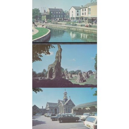 Thetford Priory Town Bridge Riverside Guildhall Market Square 3x 1970s Postcard