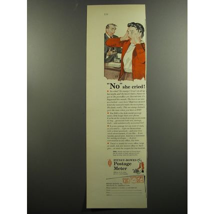 1953 Pitney-Bowes Postage Meter Ad - No she cried!