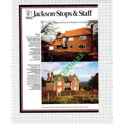 29 Percy Street London W1 / Oxshott Surrey Crowborough Sale Advert -1991 Cutting