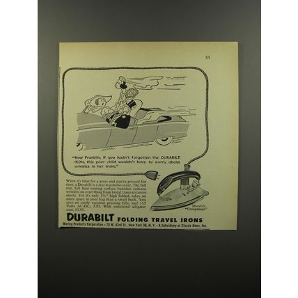 1953 Durabilt Companion Iron Ad - Now Franklin, if you hand't forgotten