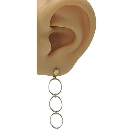 Multi Tone Real 14K Gold Oval Drop Dangle Pushback Butterfly Stud Earrings