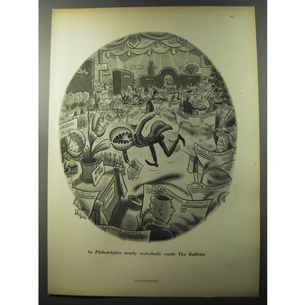 1953 The Bulletin Newspaper Ad - cartoon by Richard Decker - Venus Fly Trap