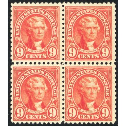 561, Mint NH 9¢ Well Centered Block CV $100 - Stuart Katz
